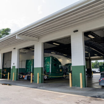 Trucks in the shop at Abilene headquarters in Richmond, Virginia